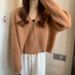 Korean-Style Oversized Cardigan Sweater – Soft V-Neck Button Front Open Knit, Cozy Loose Fit, Casual Chic_voghion.com