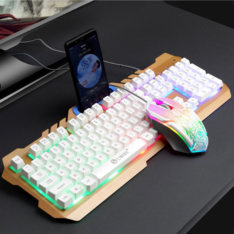 Tastatur-T-Gaming-Maus-Set, kabelgebundene mechanische Tastatur mit LED-USB-Gaming-Maus-Hintergrundbeleuchtung, wasserdichte Taste_voghion.com