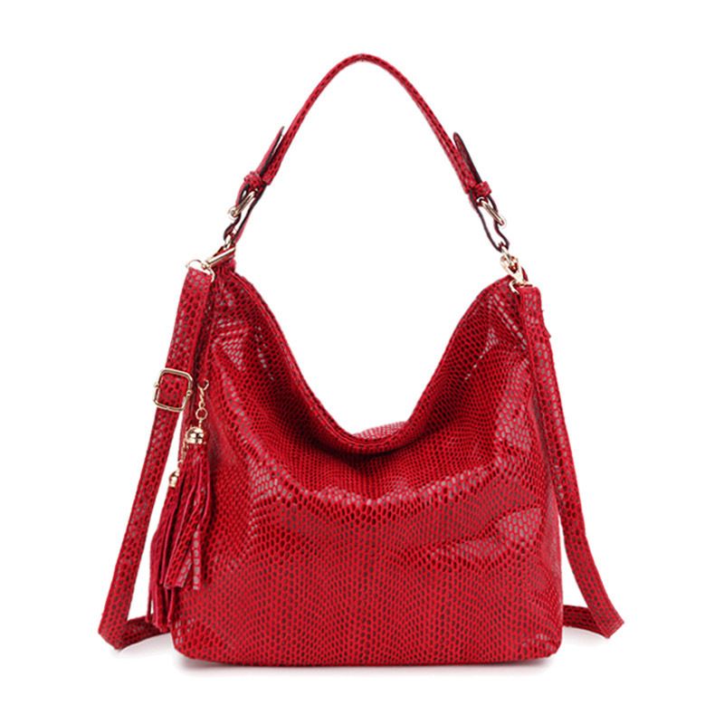 Women’s Bags Hot Selling Snake Pattern Ladies Handbag Tassel Crescent Bag Shoulder Crossbody Female Bag_voghion.com