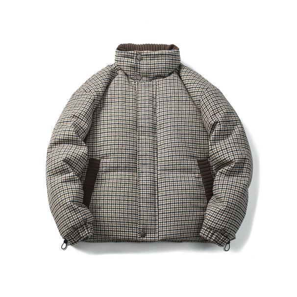 Piumino retrò pied de poule – Piumino d'anatra 550FP (unisex, collo alto, resistente a -20°C, fodera antistatica, M-XXL)_voghion.com