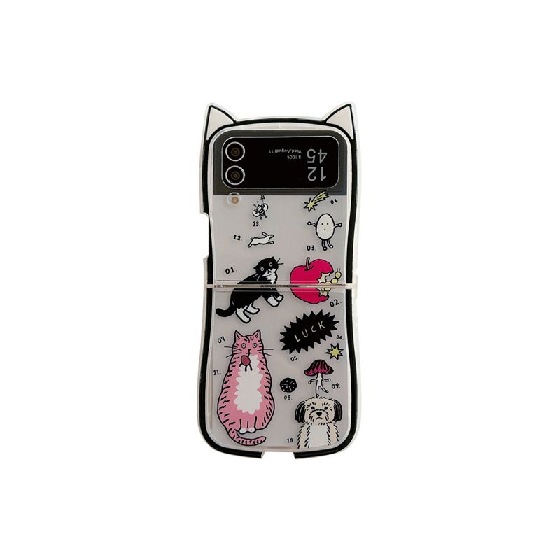 Three-dimensional Creative Cat GalaxyZFlip6 Phone Case for Samsung ZFlip4/5 Folding Protective Case for Korean Style_voghion.com
