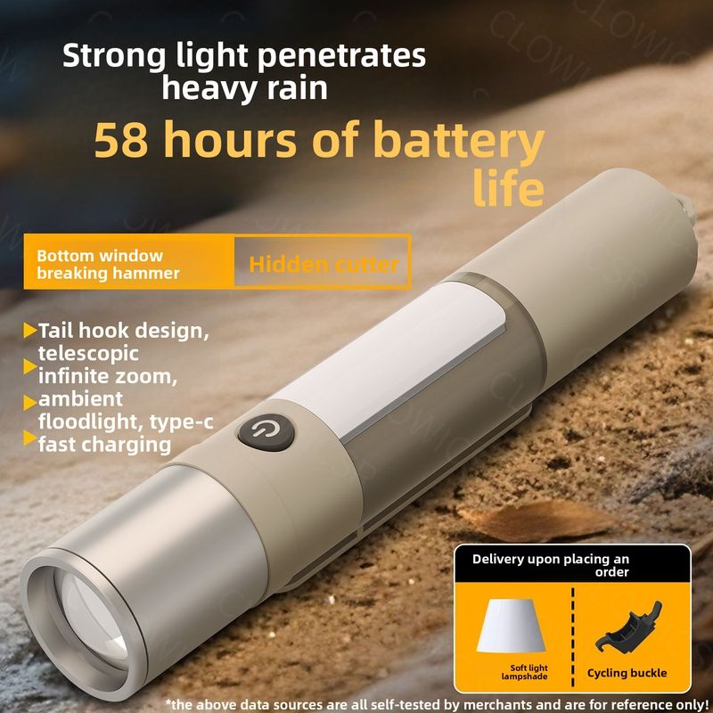 Profesyonel Yüksek Parlaklıklı El Feneri LED Çok Fonksiyonlu Açık Hava Şarjlı Ultra Parlak Uzun Menzilli Taşınabilir Ev_voghion.com