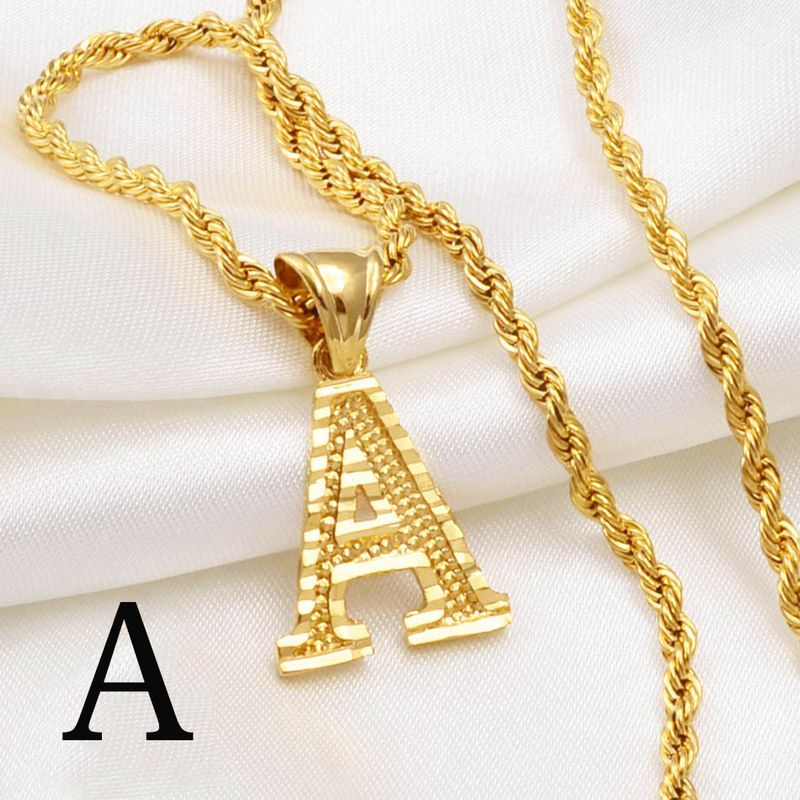 Anniyo Colliers Lettres A-Z Femmes Hommes Plaqué Or Pendentif Initiale Chaîne Corde Bijoux Lettre Anglaise Alphabet Africain # 058002B_voghion.com