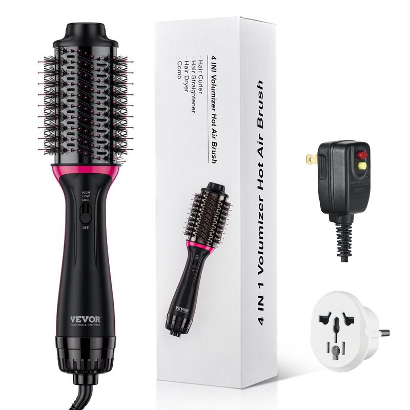 VEVOR Hair Blow Dryer Brush Dual Voltage Hot Air Styler With 2.56" Oval Barrel_voghion.com