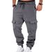 Herren-Cargo-Jogginghose mit schwerem Fleecefutter – Winterhose mit lockerer Passform und Kordelzug und mehreren Taschen (100 % Polyester)_voghion.com