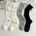 Gray Ballet Sweet White Calf Thin Hollow Out Seamless Long Tube Slouch Ins Style Solid Color JK Socks_voghion.com