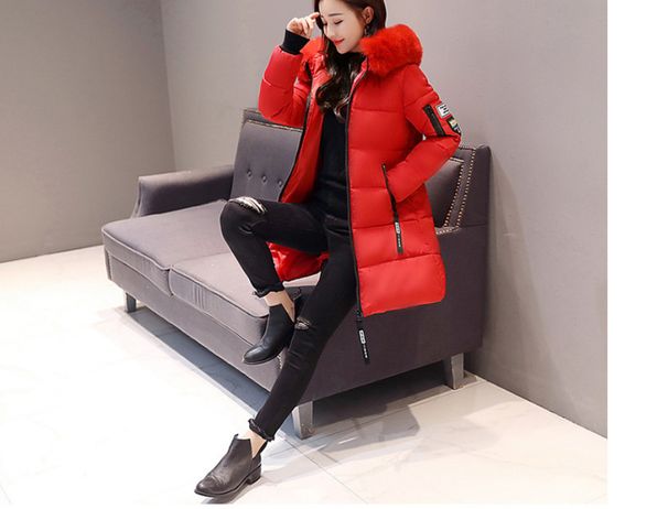 Women's Clothing Cotton Padded Jacket Winter Slim Down Cotton Padded Jacket Mid Length Large Size Coat_voghion.com