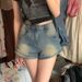 Straight elastic buttocks shorts for women's Instagram style spicy girl slim fit and distressed high waisted A-line_voghion.com