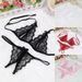 Completo intimo sexy con reggiseno e slip in pizzo trasparente e coordinato per donna - Spalline regolabili, vestibilità comoda, colore nero, bianco, rosa e rosso_voghion.com