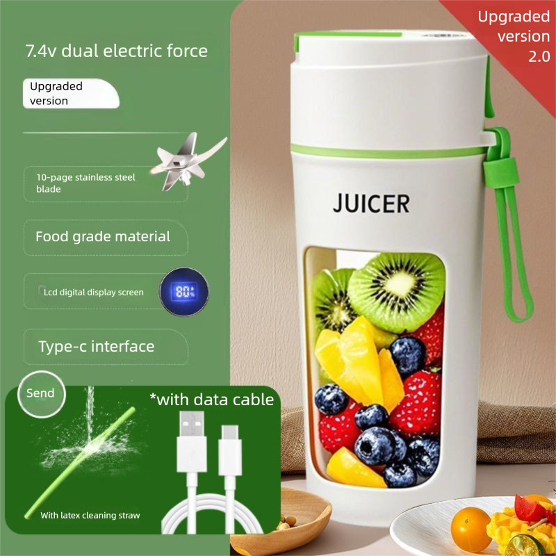 Mini espremedor de frutas elétrico portátil com 10 lâminas, máquina de suco multifuncional_voghion.com