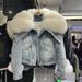 Clothing Winter New Large Collar Fox Denim Fur Jacket Women's Thick Lined Parka_voghion.com