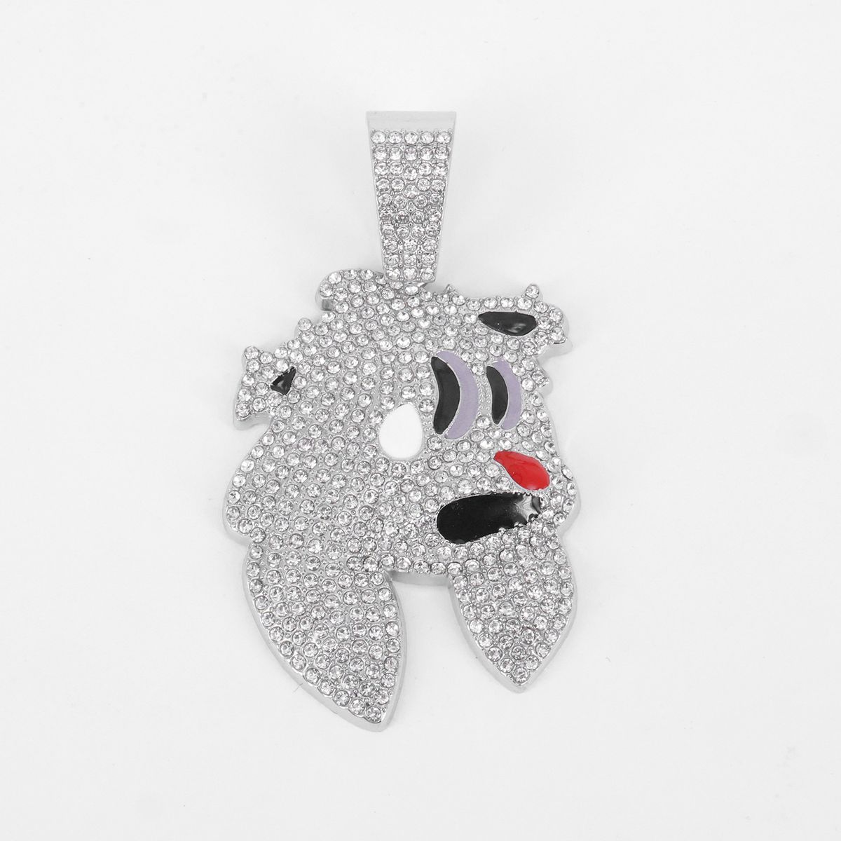 Collana con ciondolo a forma di testa di coniglio con cappello magico, unisex, da uomo, di alta qualità, con catena cubana con diamanti._voghion.com