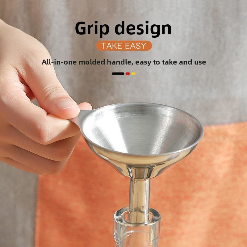 Household Stainless Steel Diameter Kitchen Oil Large And Small Wine Dispensing Funnel Three-Piece Set With Pointed Spout_voghion.com