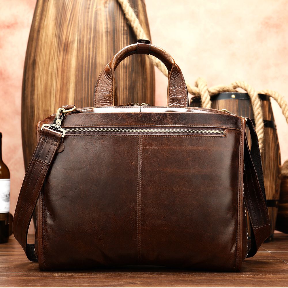 Marant Men's Leather Briefcase Retro 14 Inch Business Casual Computer Bag First Layer Cowhide Handbag Business Bag_voghion.com