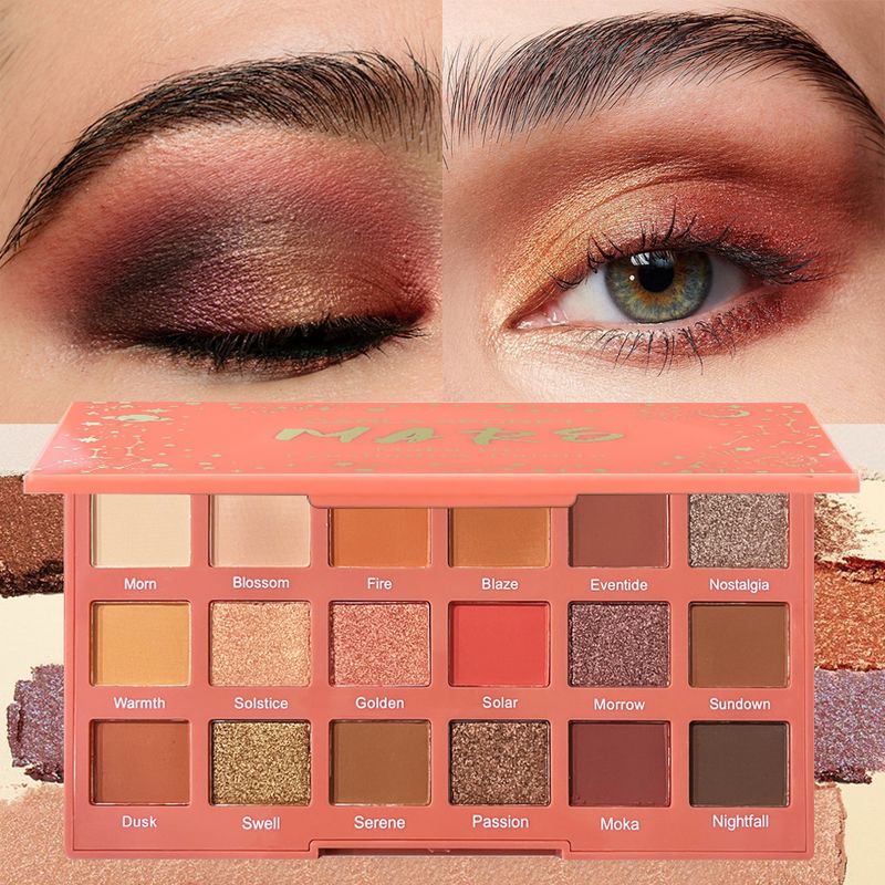 Paleta senčil za oči z 18 zemeljskimi odtenki, mat biserna z zrcalno teksturo, mehka meglica brez letečega pudra, večbarvno senčilo za oči_voghion.com
