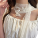 Sciarpa sottile da donna in chiffon con farfalla bianca e fata, nuova_voghion.com
