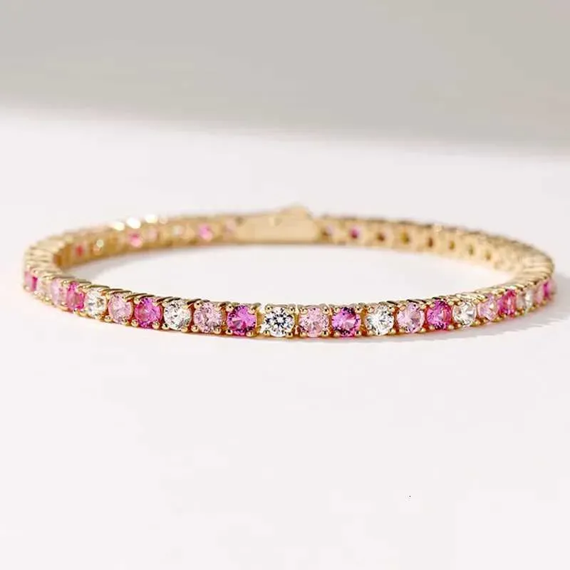 Bracciale tennis in argento sterling con diamanti rosa sfumati S925, temperamento raffinato e lusso Y251031_voghion.com