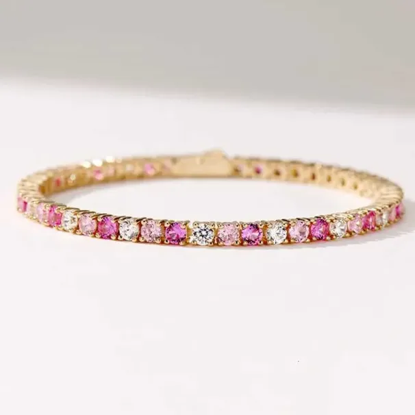 Bracciale tennis in argento sterling con diamanti rosa sfumati S925, temperamento raffinato e lusso Y251031_voghion.com