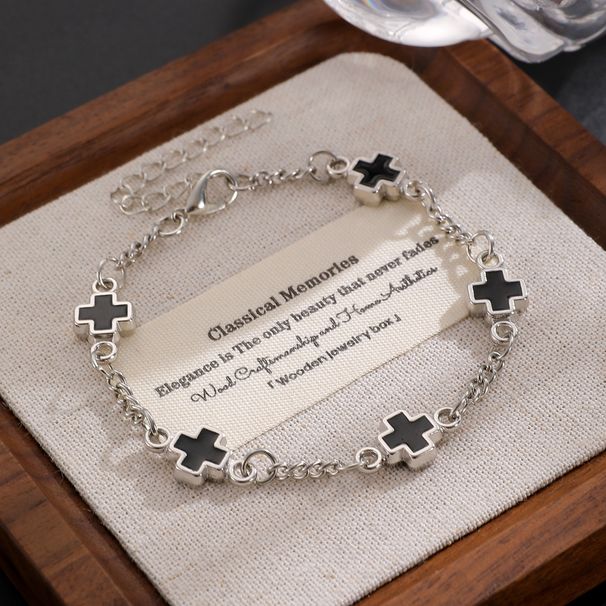 Fashion Black And White Spliced Cross Bracelet Women, Ins Style Versatile Design Sense Jewelry For Men,_voghion.com