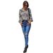 abbigliamento donna INS slim leopardato manica lunga retrò camicia in chiffon con stampa larga_voghion.com