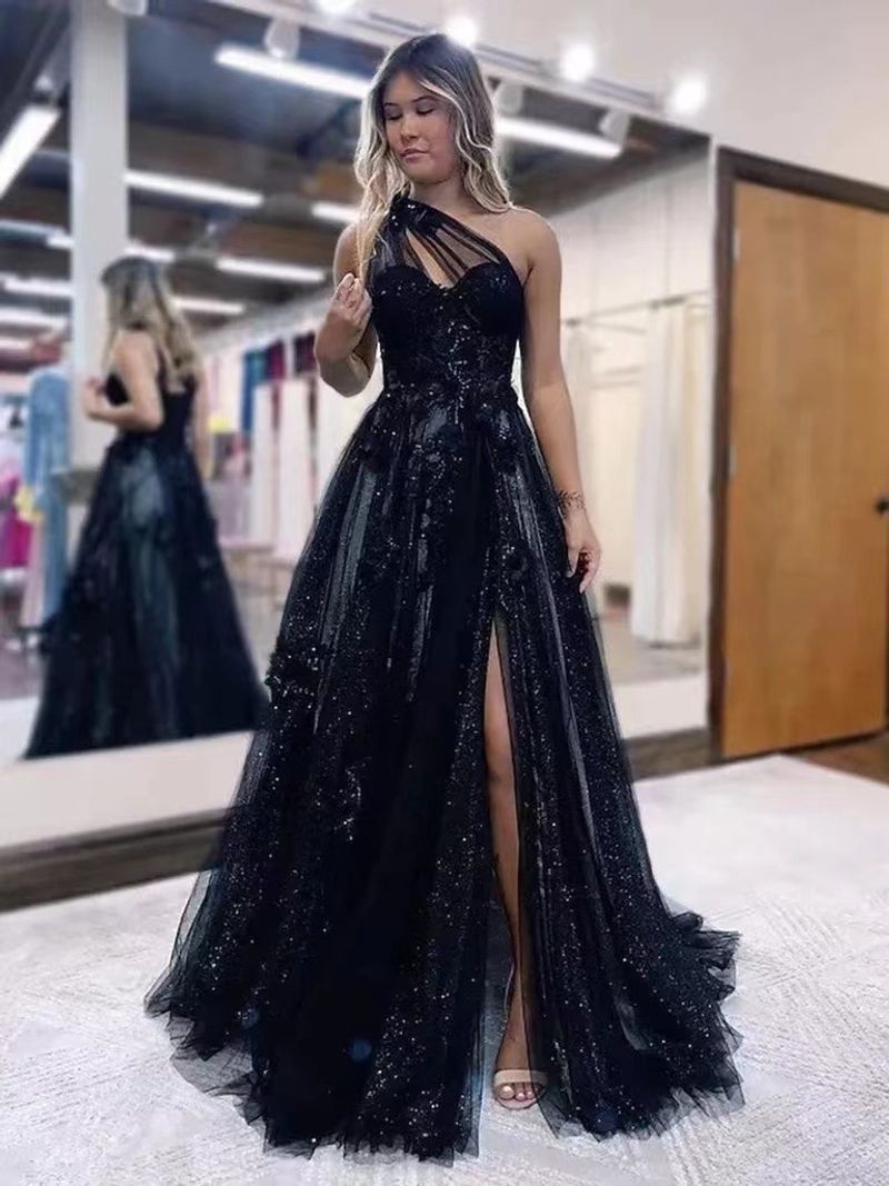 Women's Clothing Black Banquet Evening Dress For Women High End New Sequined Haute Couture Art Exam Performance Birthday Host Dress_voghion.com