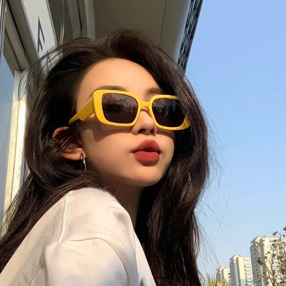 2025 New Yellow Sunglasses, Women's Tide, Large Frame, Show Face, Small Street Shooting, Advanced Sense Photography, Sunglasses, UV Protection_voghion.com