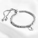Braccialetto di personalità regolabile con perline rotonde a forma di cuore, semplice alla moda, in acciaio inossidabile, da 26 lettere_voghion.com