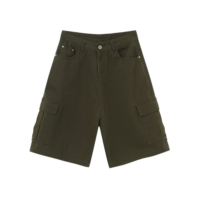 Pantaloncini da lavoro in denim larghi e dritti estivi da uomo, larghi e casual, versatili_voghion.com