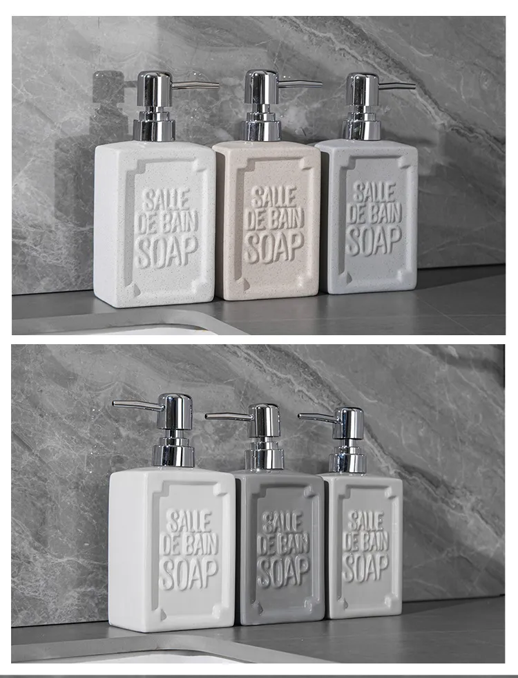 Ziemeļvalstu vienkāršā vannas istabas keramikas roku ziepju pudele dušas želejas tualete roku ziepju pudele šampūna losjona pudele_voghion.com