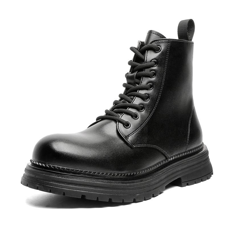 American High-top Tooling Boots Men's Martin Boots High Street Thick-soled Heightening Retro Short Boots_voghion.com