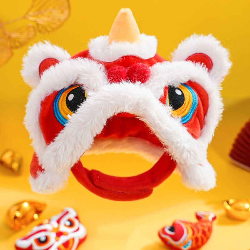 Pet New Year Tiger Head Hat Autumn Winter Warmth for Dogs and Cats Funny Transformation Headwear Supplies_voghion.com