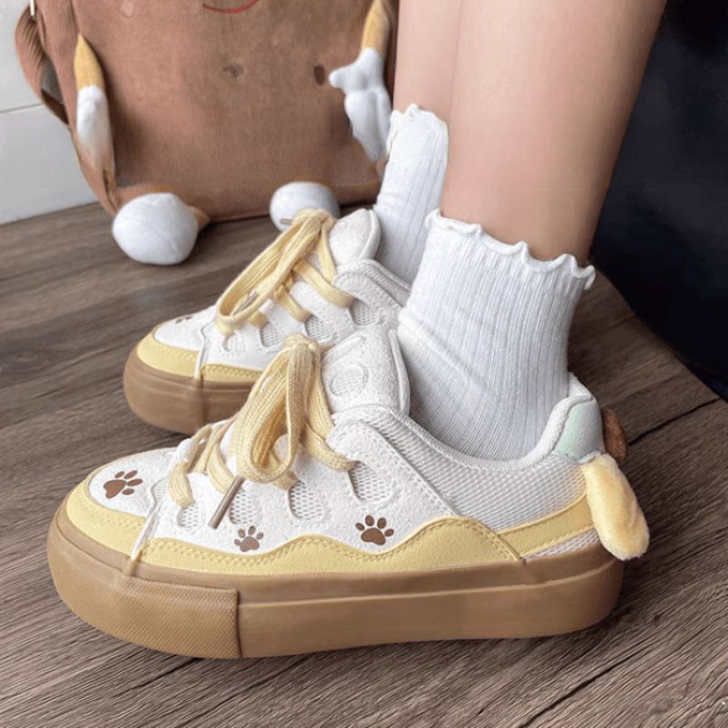 Spring And Autumn Cute Bear Board For Women's Little White Shoes With Breathable Niche Design, Fairy Tale Wind Mesh, Not_voghion.com