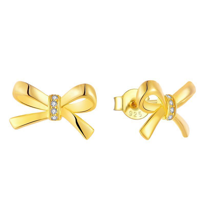 Orecchini a fiocco per donna, argento Sterling, placcati in oro 14 carati, ganci per orecchini, accessori_voghion.com