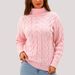 Damen-Zopfstrickpullover – Grobstrickpullover mit hohem Kragen in Altrosa (S/M/L/XL) | Wintermode-Oberteil aus Wollmischung_voghion.com