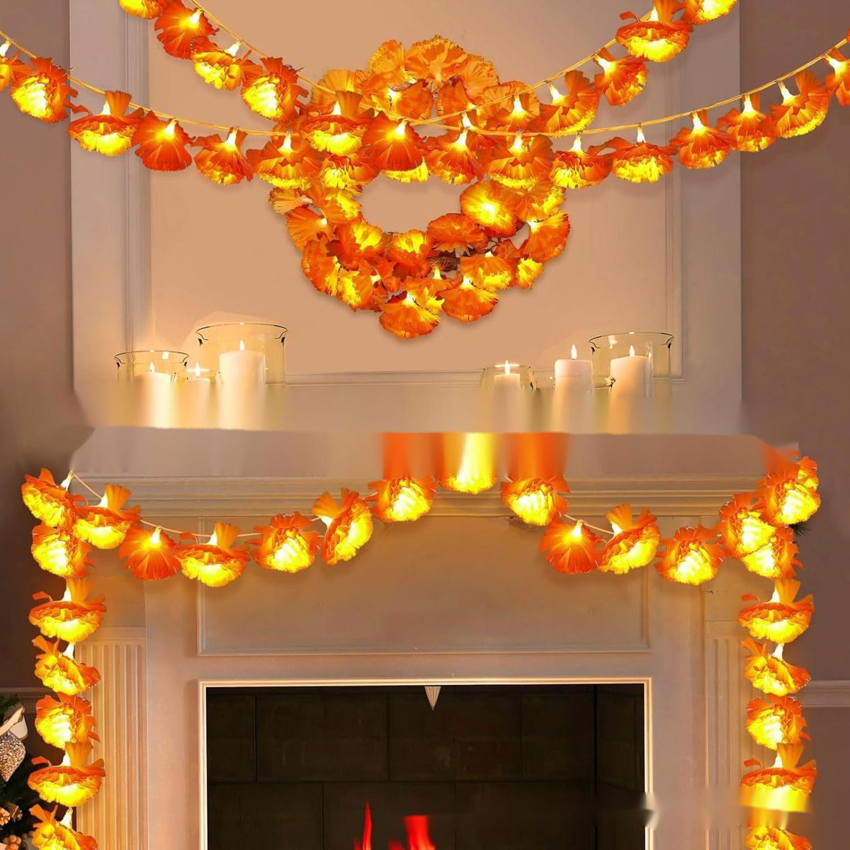 Dahlia LED String Marigold Party Atmosphere Decorative Lights Mexican National Flower New Halloween Model_voghion.com