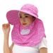 UV Protection Tea Picking Cycling Women's Face Covering Breathable Wide Brim Summer Mask Versatile Cool Sun Hat Travel_voghion.com