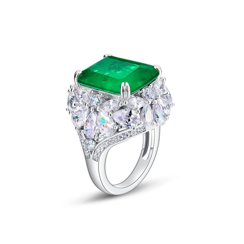 S925 Silber Grün Glas Ring Smaragd Ring Männer Und Frauen Retro Edle_voghion.com