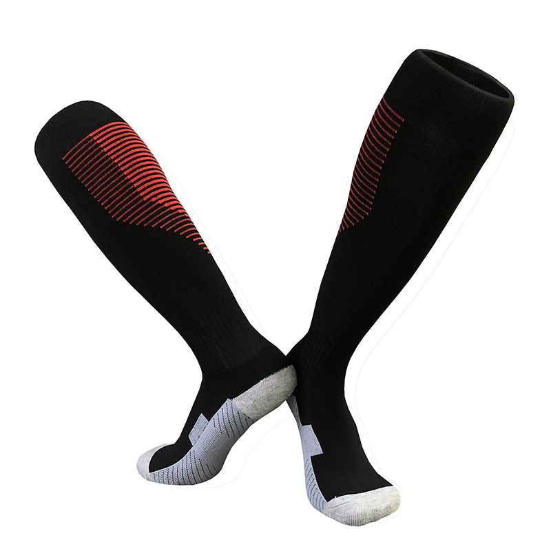 Meias masculinas de futebol de tubo longo de linha simples, meias de treinamento com fundo de toalha grossa, design de absorção de choque, meias esportivas para adultos e crianças_voghion.com