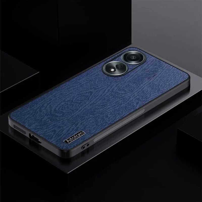 Leather Wood Pattern Case For Oppo A1 A2 Pro A97 A96 A93 A92 A78 A72 A58 A38 4G 5G Soft Frame Protect Shell Back Cover_voghion.com