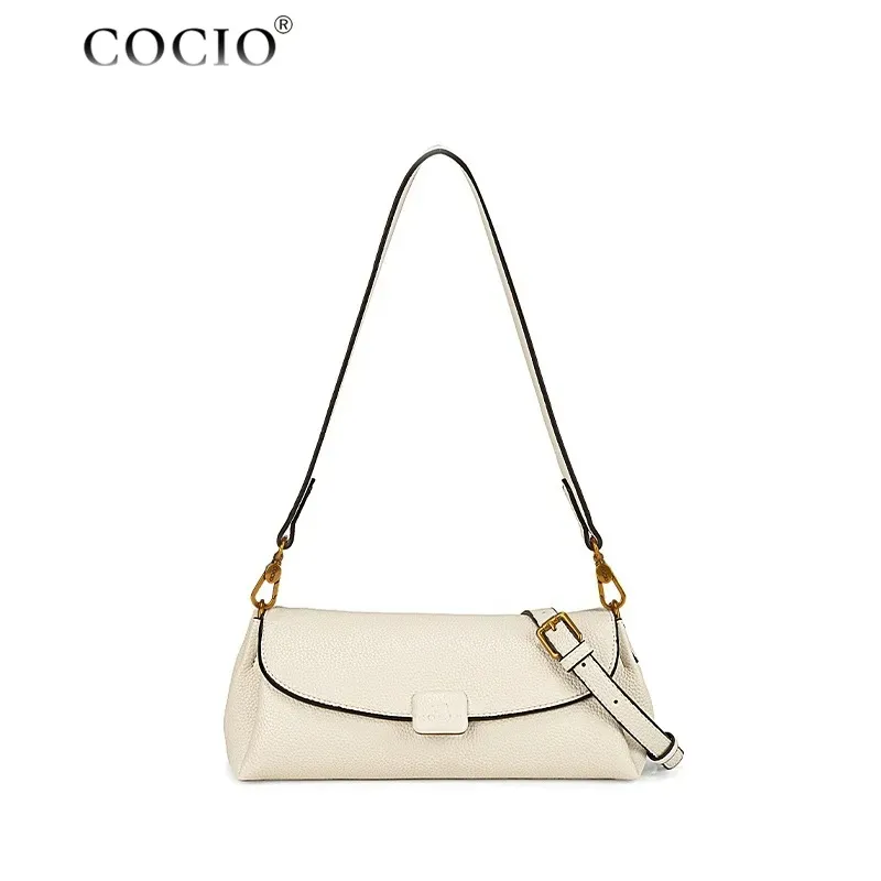 Borsa a tracolla vintage in pelle da donna con tracolla larga e casual, nuova di zecca, firmata COCIO_voghion.com