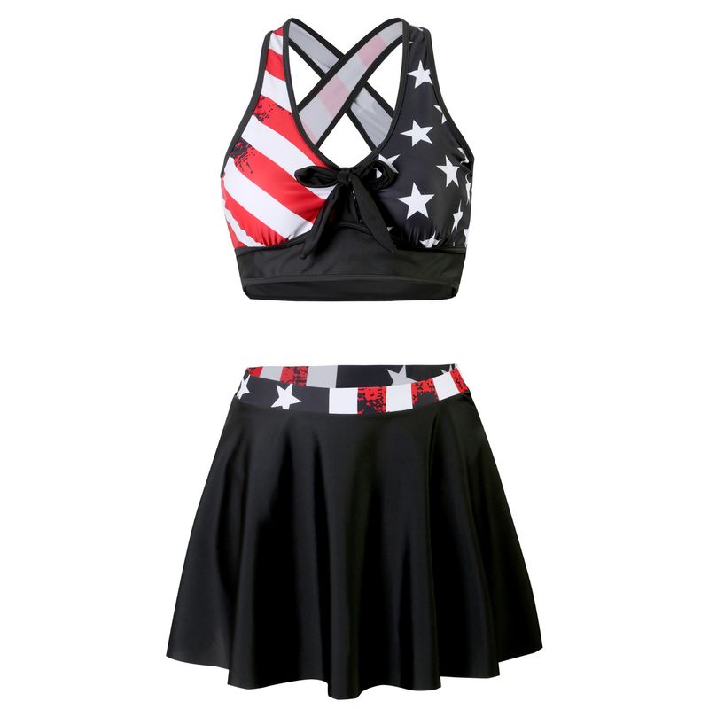 Vêtements pour femmes nouveau maillot de bain fendu jupe conservatrice pour femmes bikini version fixe maillot de bain imprimé_voghion.com