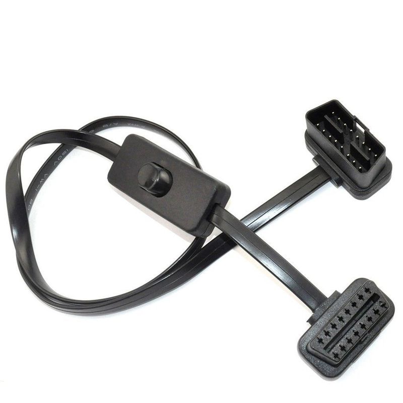 OBD2 II 16-pin Ultra-low Profile Power Switch J1962 M/F Extension Cable -_voghion.com