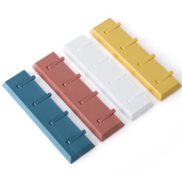 Nástěnný věšák na kapuci do koupelny se čtyřmi háčky, dvířka skříňky, zadní háček, neháček na děrování, domácí úložné místo_voghion.com