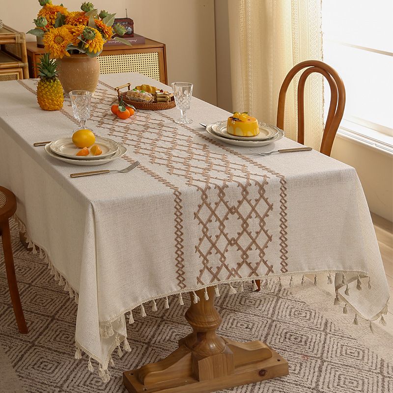 Leinentischdecke – Hochwertiges, dickes, schlichtes Design (minimalistischer Stil, hitzebeständig, vielseitig einsetzbar, für Esstisch und Couchtisch, maschinenwaschbar)​_voghion.com