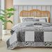Striped & Leopard Print Bedspread Set – 3-Piece Light Grey Quilt Cover (OEKO-TEX® Certified, Abstract Geometric) For Modern & Bohemian Bedrooms_voghion.com