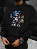 Sweat-shirt à manches longues et col rond imprimé ours de dessin animé, coupe ample et tendance automne-hiver_voghion.com