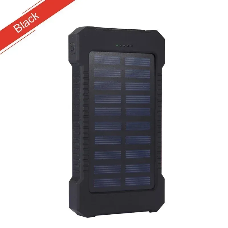 Tragbares, wasserdichtes Solar-Powerbank-Gehäuse mit 10.000 mAh und zwei USB-Anschlüssen, universell für Telefonladegeräte_voghion.com