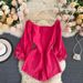 Women's Clothing Fashionable Outfit White Rose Red Jumpsuit Autumn Retro Single Breasted Slim Short Jeans Trend_voghion.com