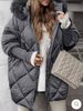 Women's Winter Hooded Coat With Detachable Rabbit Fur Collar – Stylish Long Sleeve Jacket For Casual & Outfit (White, Beige, Gray, Black, XS-XXXL)_voghion.com
