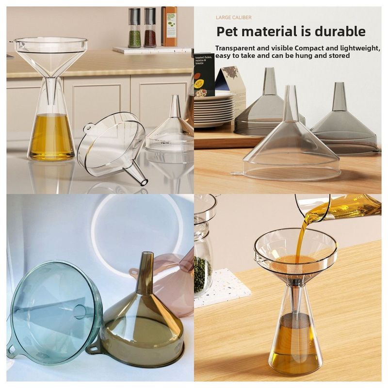 Large Plastic Wide Mouth Tool Kitchen Transparent Thickened Dispensing Wine Funnel Household Liquid Conical Universal_voghion.com